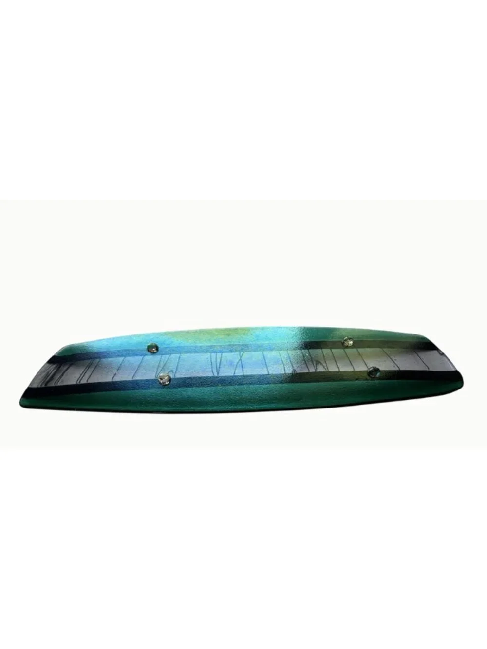 Chris Paulson 2005 Signed Oregon Fused Glass Green Sushi Tray 16.5